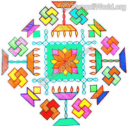 Kuthu vilakku,karthigai deepam & swastik kolam