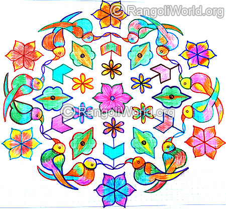 Parrot love kolam