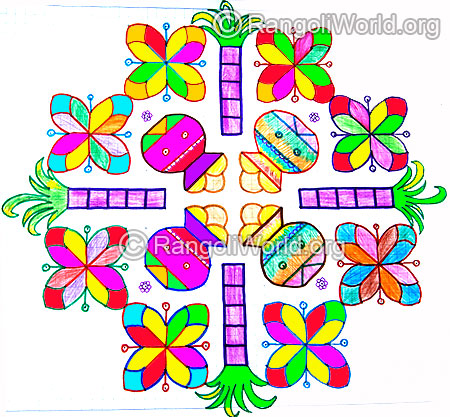 Pongal sugarcane kolam jan 2015