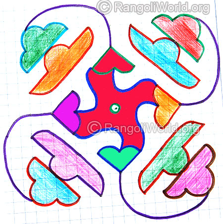 Simple flower kolam jan 2015