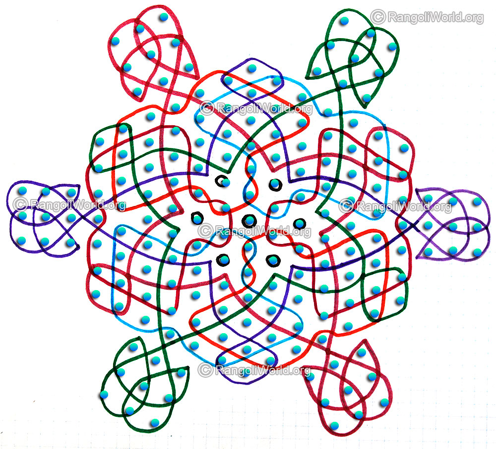 Butterfly sikku kolam for pongal festival 2016 with dots