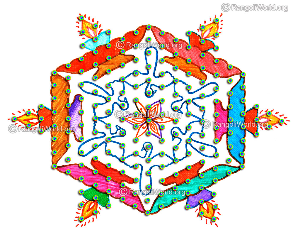 Deepam lamp and love birds latest kolam 2016 with dots