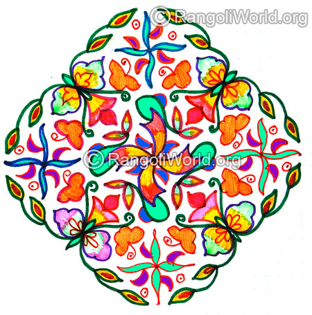 Swastika flowers kolam jan 2016 for pongal festival