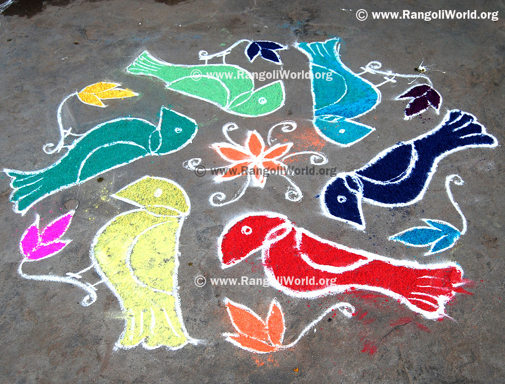 Birds flowers kolam
