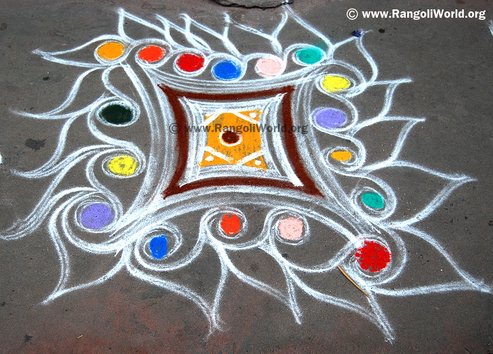 Double stroke freehand rangoli