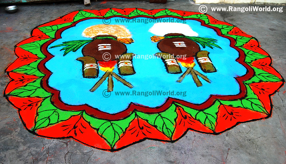 Pongal Rangoli With Turmeric