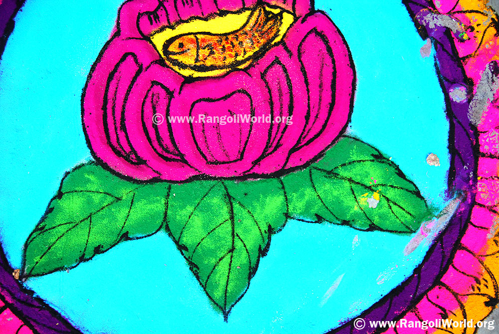 Fish on Rose Rangoli