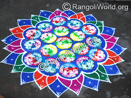 Pongal instrumental Freehand Rangoli Design