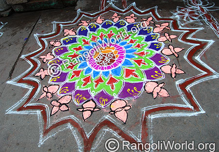 Freehand Pongal Rangoli With Kalasam
