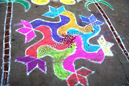 Two Storkes Freehand Rangoli