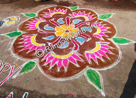 Freehand Rangoli With Bird Faces