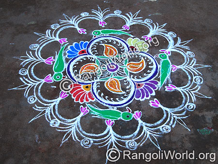 Parrot Freehand Rangoli