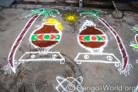 Gas Stove Pongal Rangoli