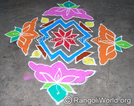 Lotus Kolam with deepam