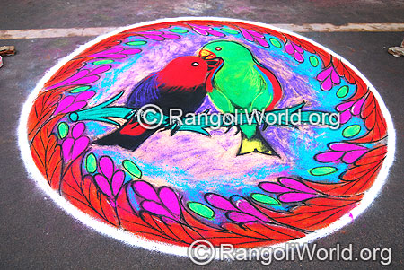 Flower freehand rangoli