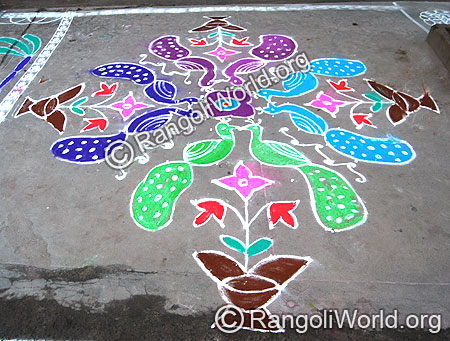 Peacocks in love kolam