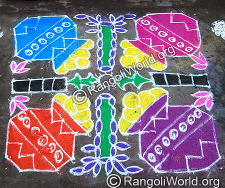 Pongal And Sugar cane Kolam