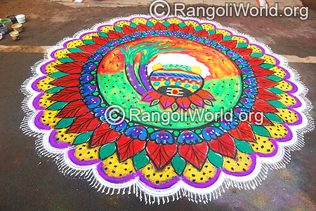 Pongal Rangoli With SugarCane