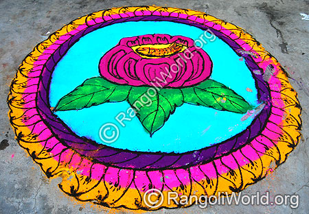 Rose Flower Freehand Rangoli