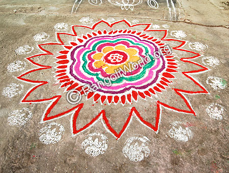 Freehand Rangoli With god laksmi