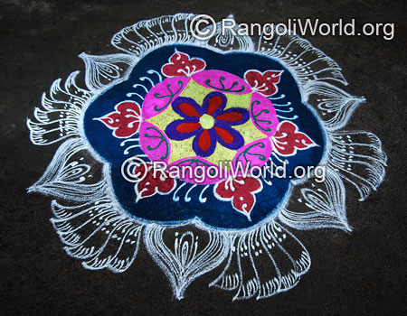 Double stroke colorful freehand rangoli jan2015