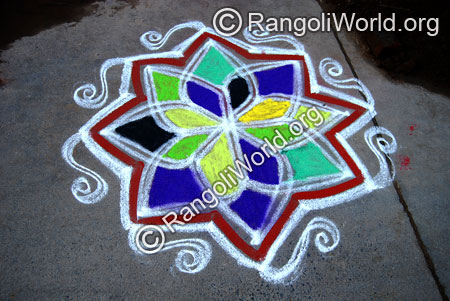 Double stroke star freehand street rangoli
