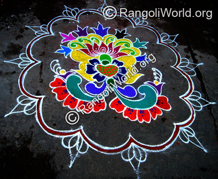 Lotus flower freehand rangoli jan2015