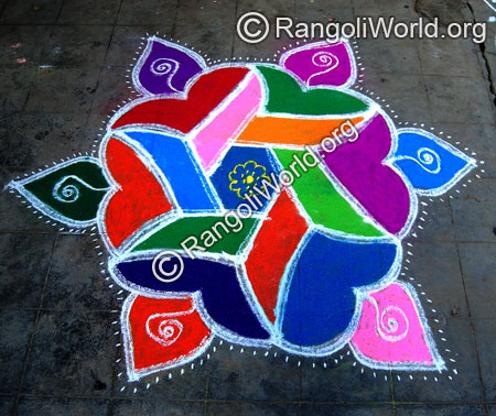 Simple swastika flower pooja rangoli jan2015
