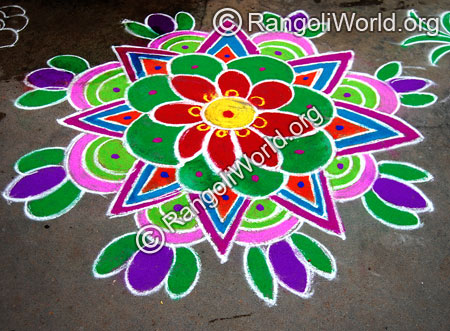 Star & lotus freehand rangoli thai pongal jan2015