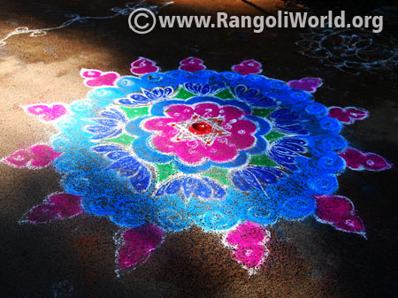 Easy flower freehand rangoli jan2017