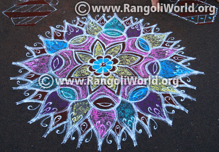 Flower freehand pongal rangoli design 2017