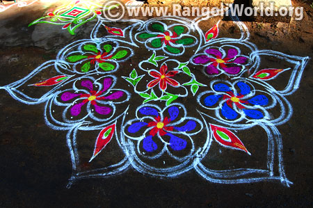 Flowers rangoli kolam pongal 2017