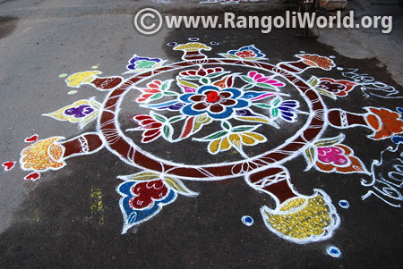 Lotus pongal pot rangoli design 2017