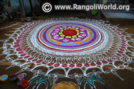 Big freehand pongal rangoli design jan2018