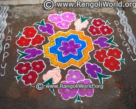 Pongal flower kolam design 2018
