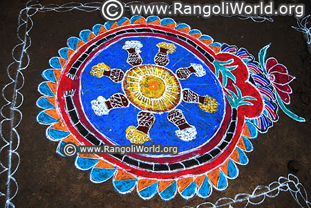Pongal sugar cane rangoli design 2018