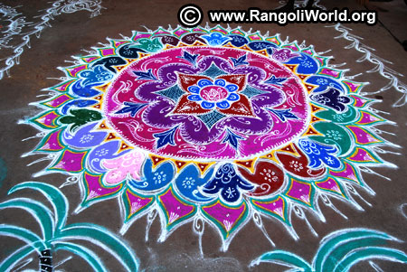 Biggest freehand rangoli design 2019