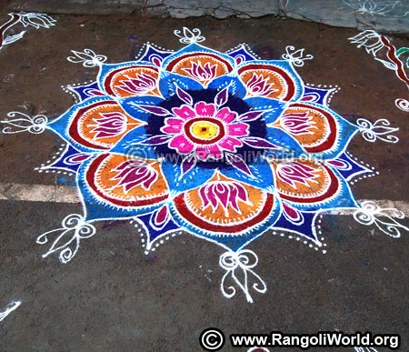 Lotus freehand rangoli pongal festival 2019
