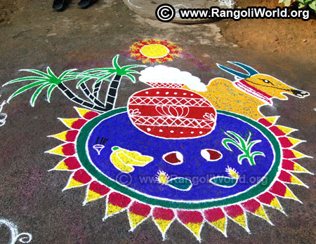 Mattu pongal rangoli design 2019
