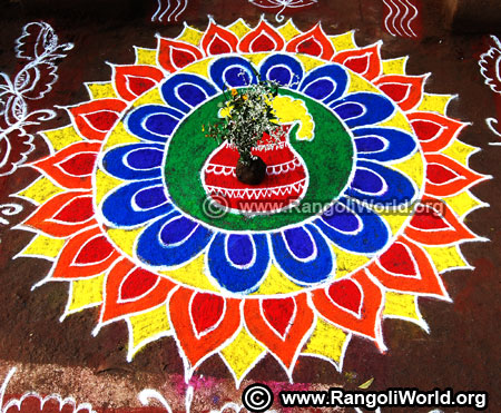 Pongal freehand rangoli design 2019