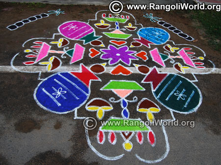 Pongal lamp street kolam