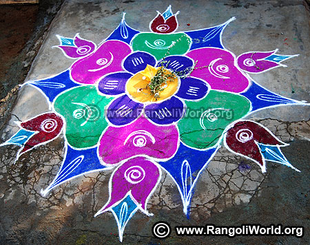 Thai pongal freehand rangoli design 2019