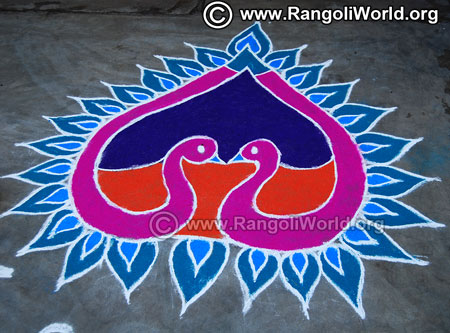 Twin peacock street rangoli design 2019 