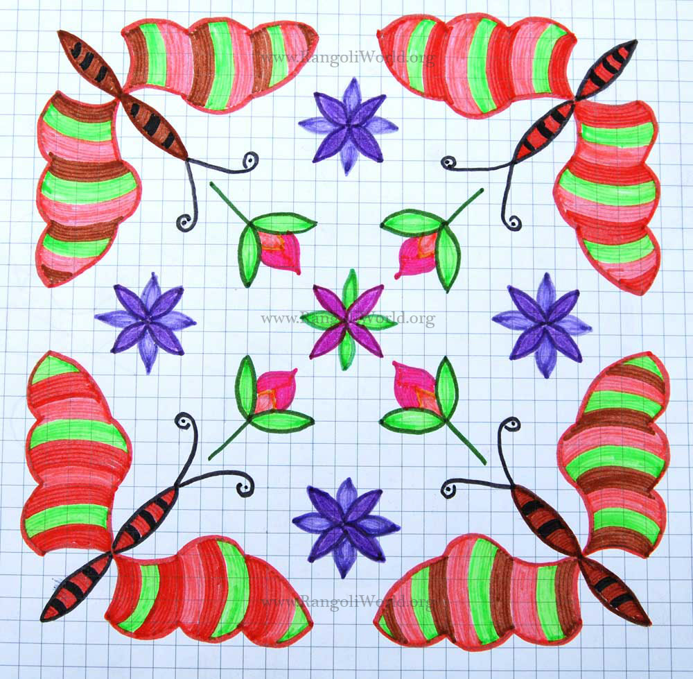 Butterfly Flowers Kolam