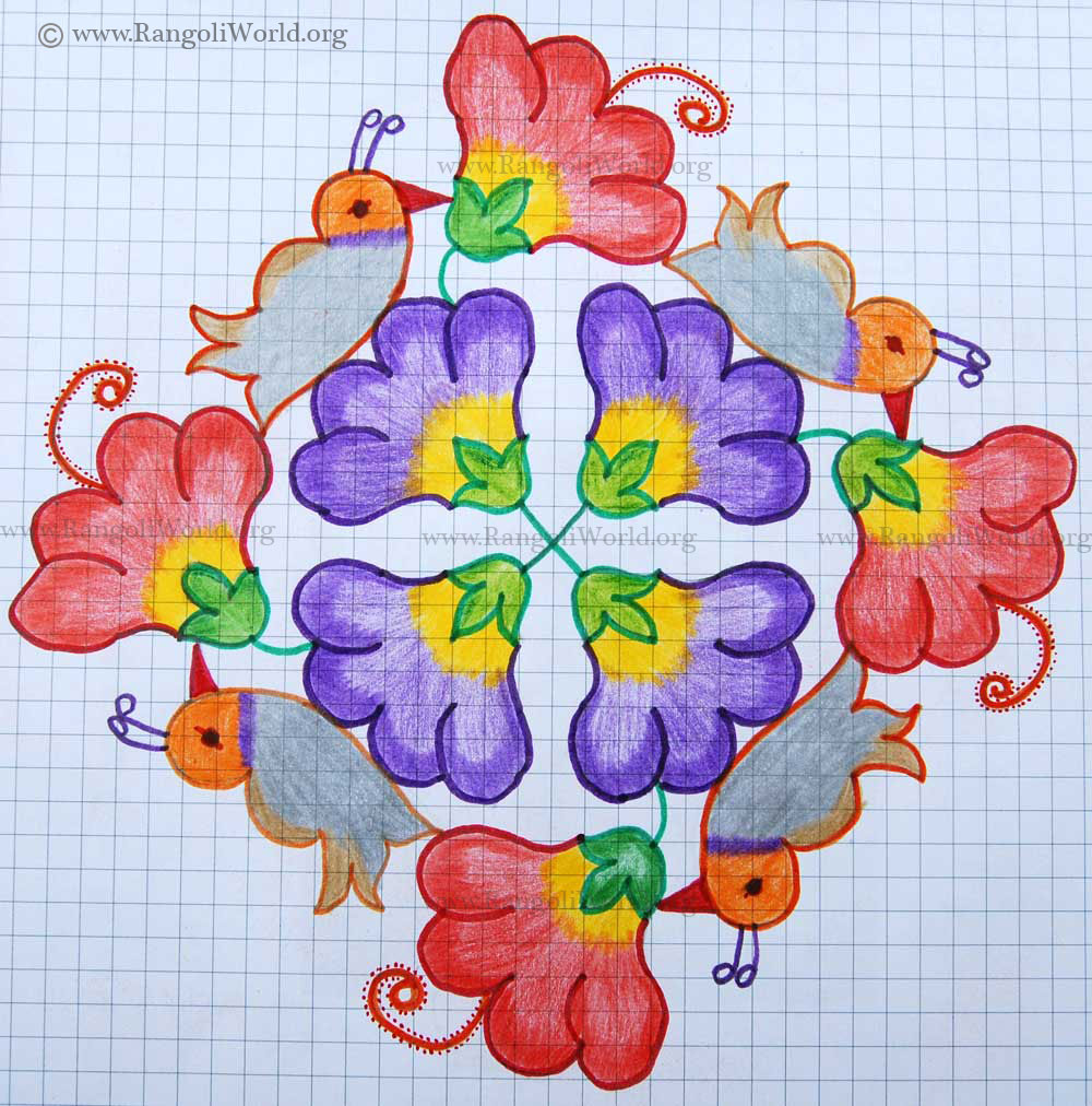 Flowers Birds Kolam