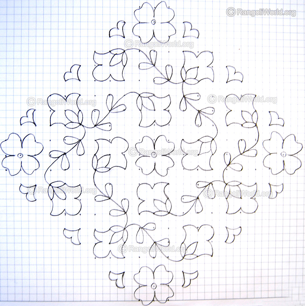 Flowers kolam2 pencil drawing