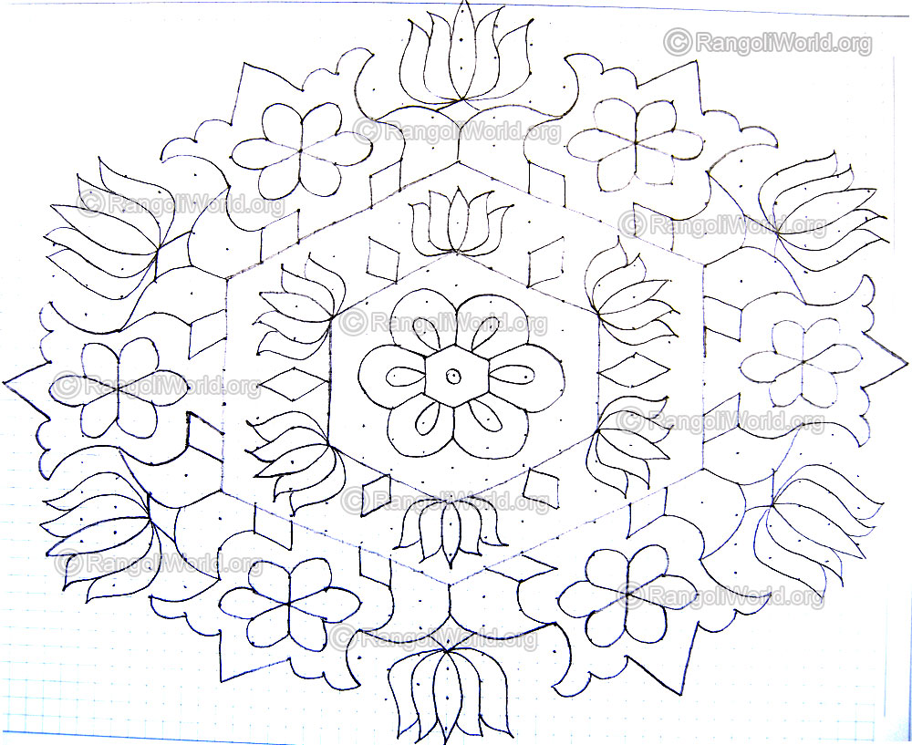 Lotus Kolam with dots