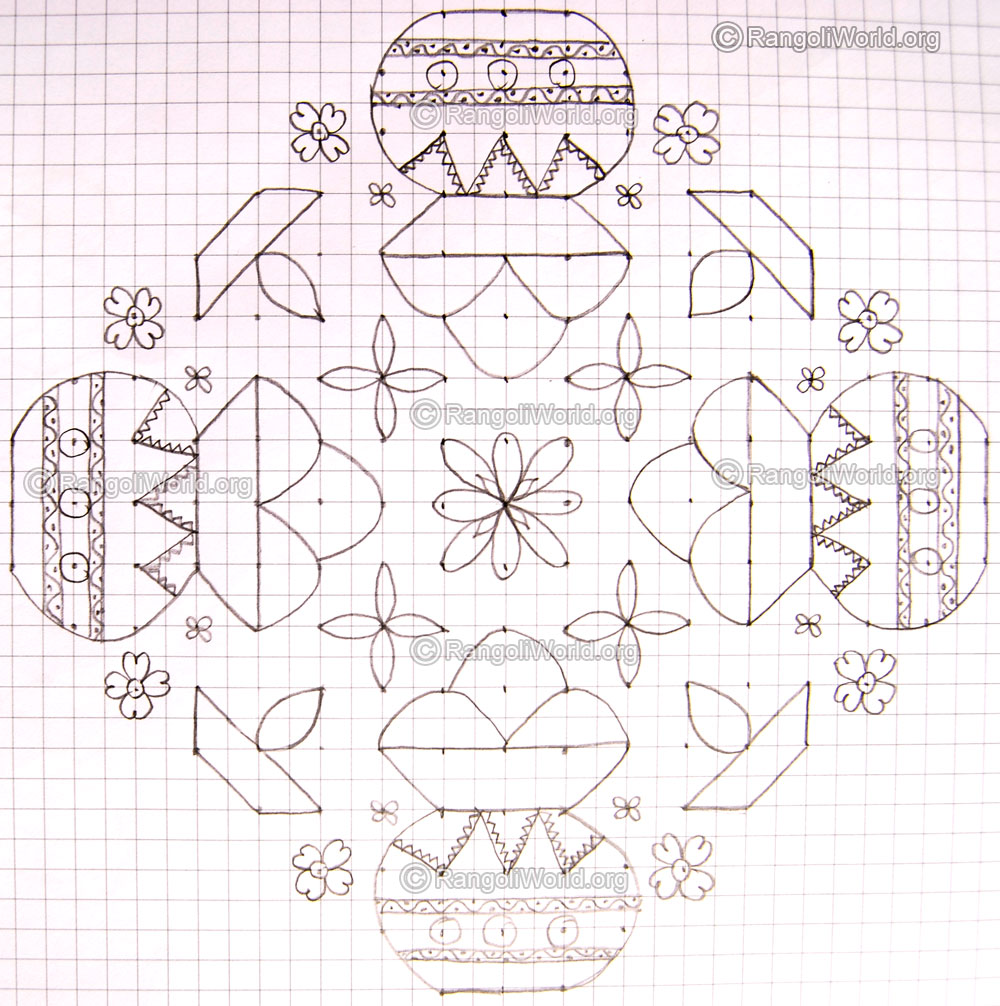 Pongal deepam kolam2 with pencil outline