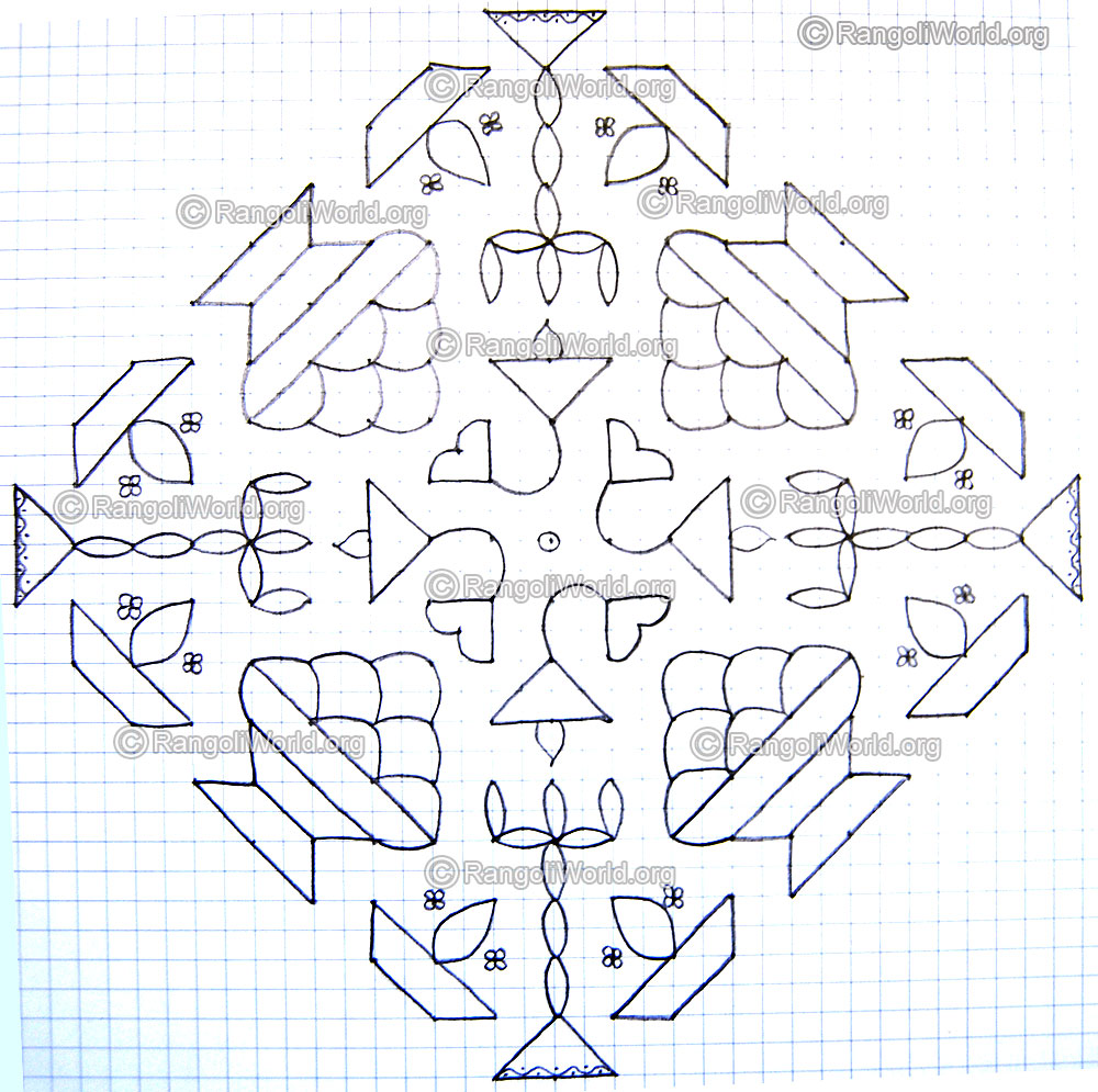 Pongal deepam kolam with pencil outline