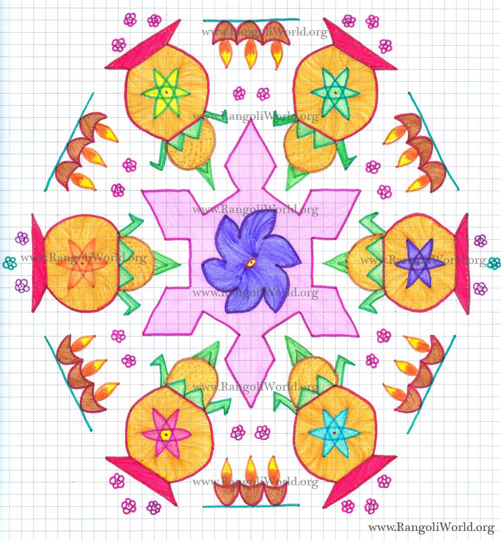 Pongal Kolam Nov 14 2011 with swastik flower in the middle